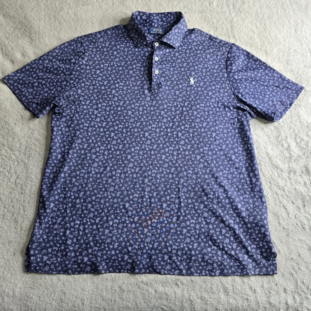 Polo Ralph Lauren Classic Fit Soft Touch Floral Polo Mens L Navy Floral